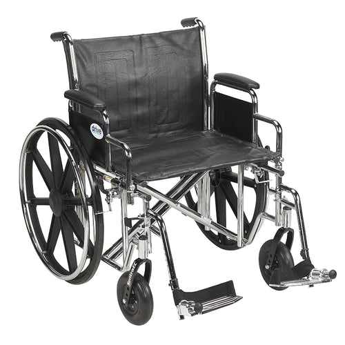 Drive Medical STD22ECDDA-SF Sentra EC Heavy Duty Wheelchair, Detachable Desk Arms, Swing away Footrests, 22" Seat